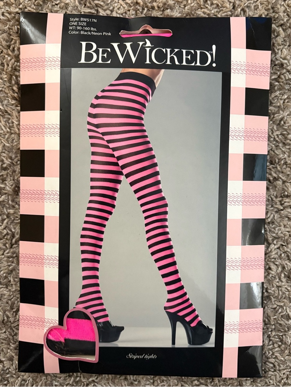 Be Wicked Pink & Black Striped Tights